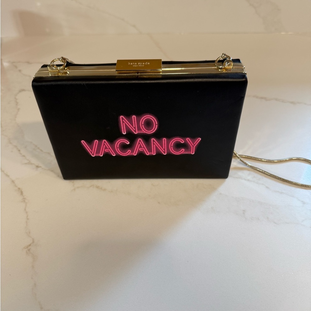KATE SPADE No Vacancy Vegas Icons Black Neon Pink Clutch Purse RARE